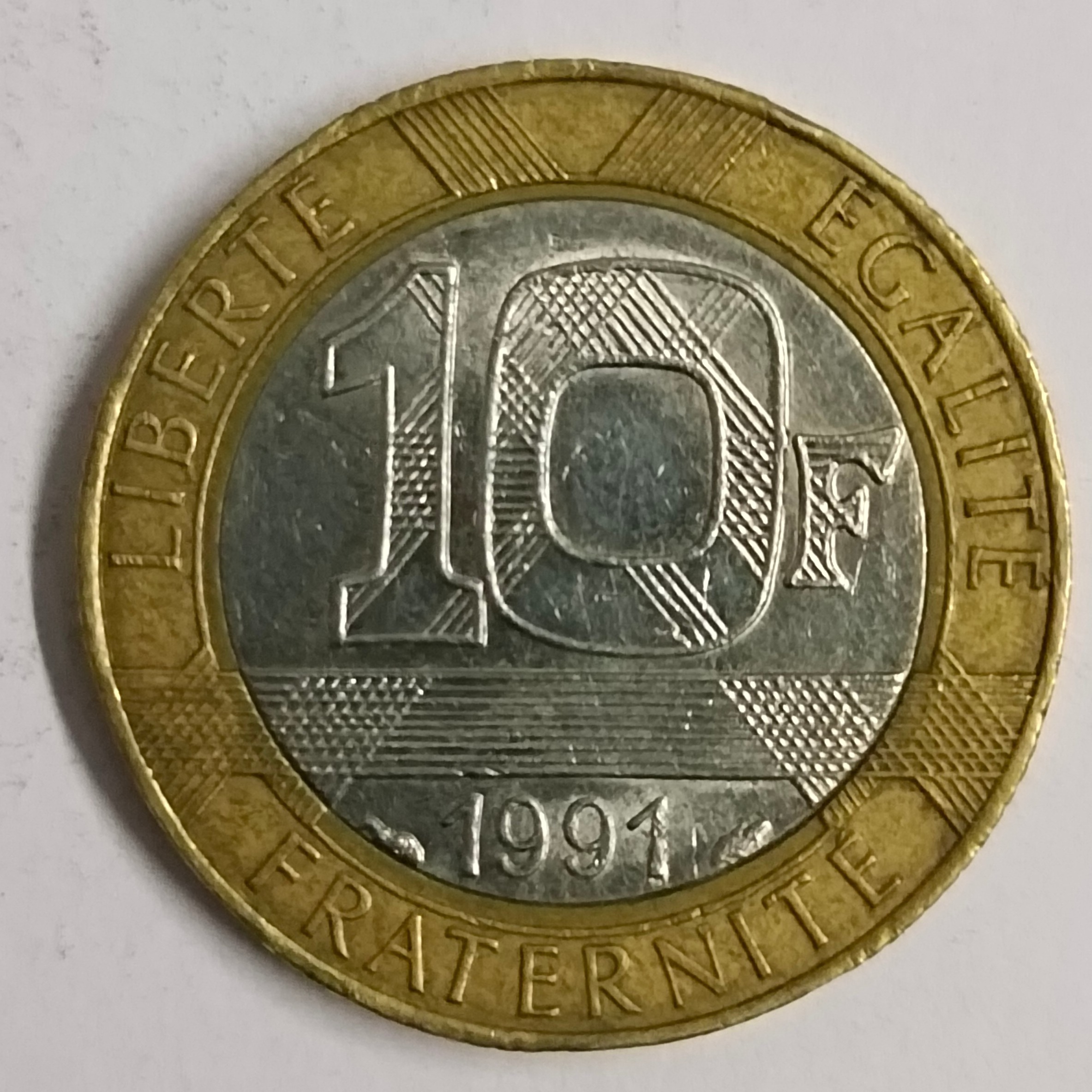 Buy France 10 Francs 1991 bimetallic world coin online at best