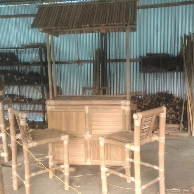 BF011- Bamboo Bar Counter Set With Chairs