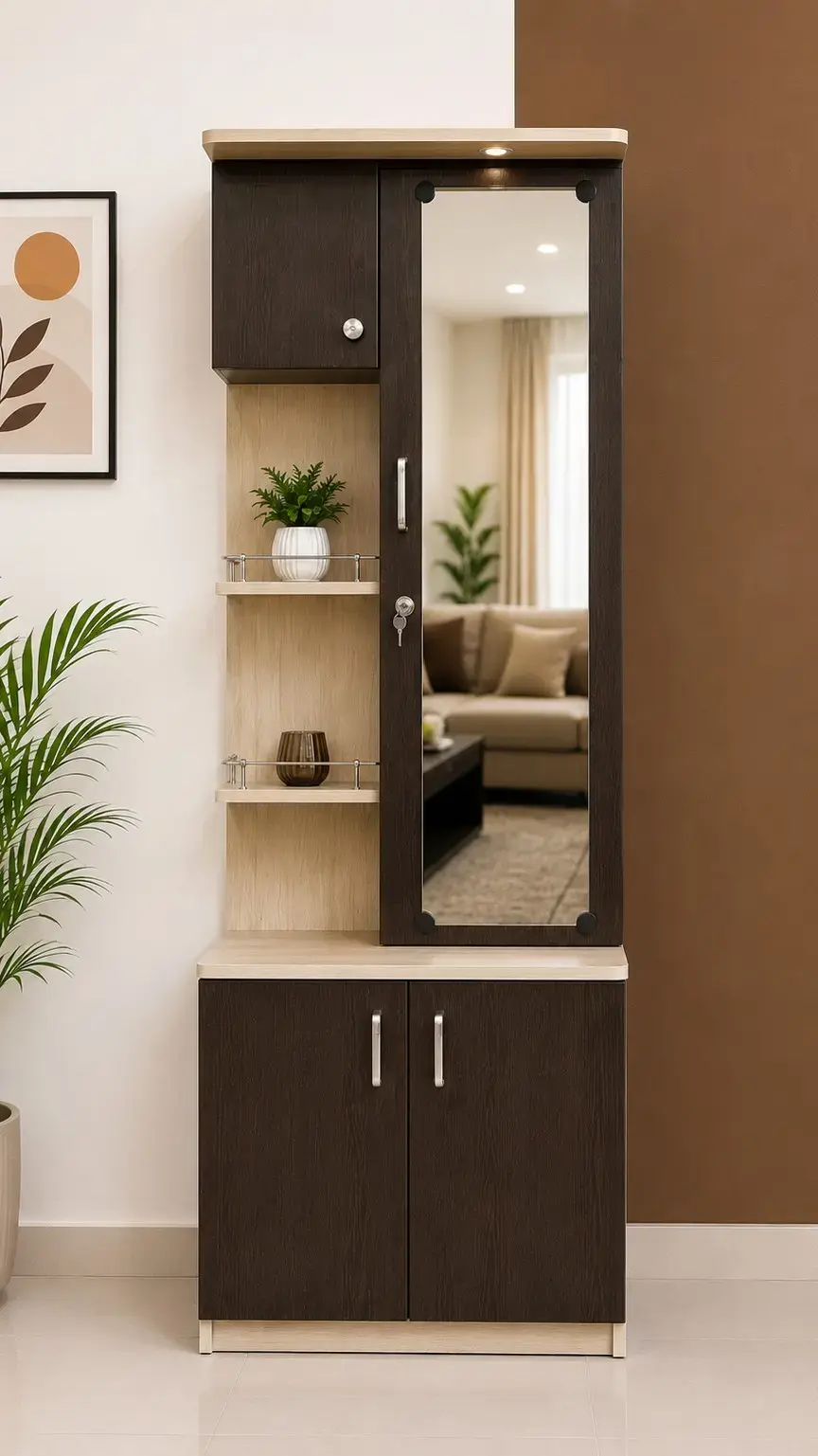 Dual Tone Mirror Door Dressing Table