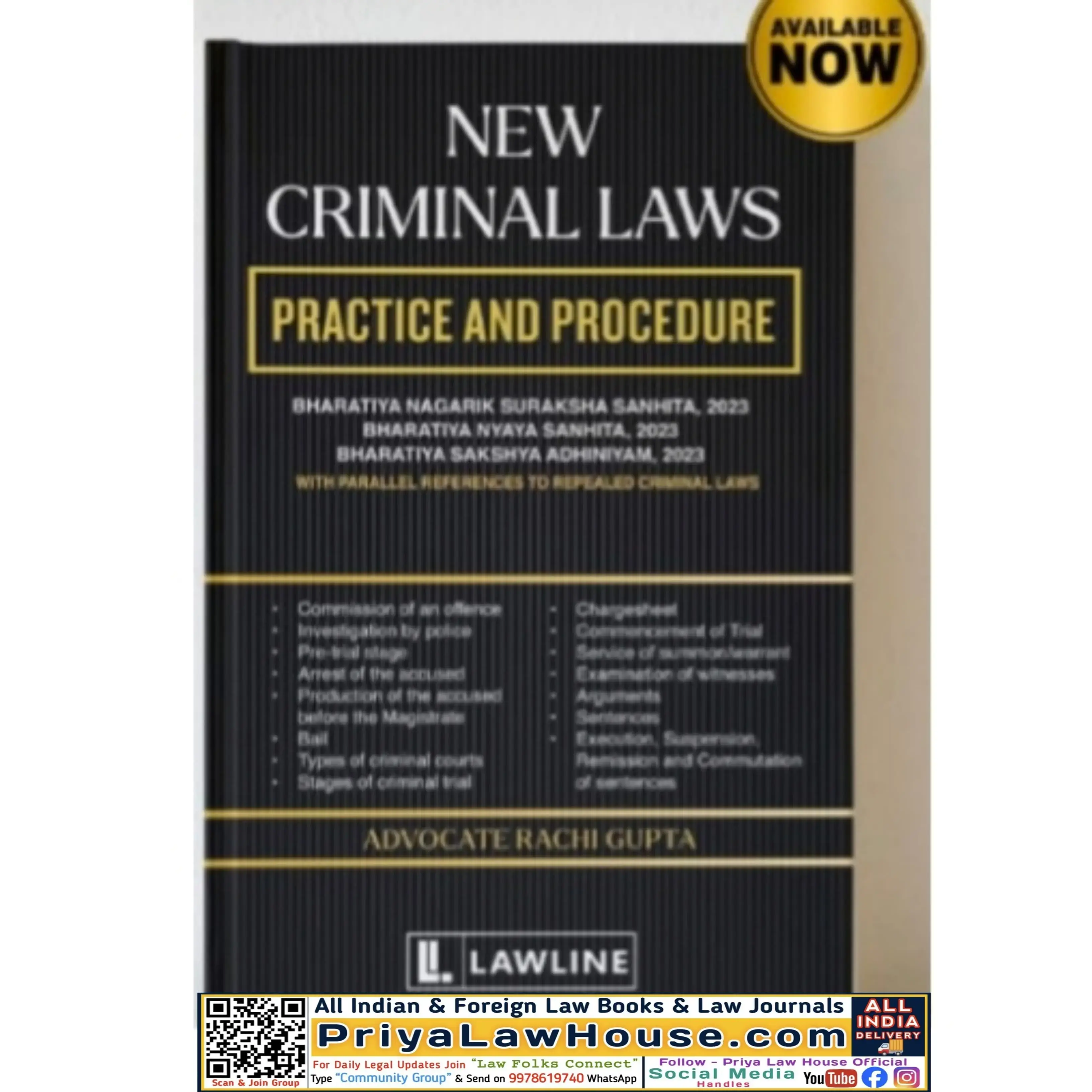 New Criminal Laws (Practice Procedure) BNSS BNS BSA by Rachi