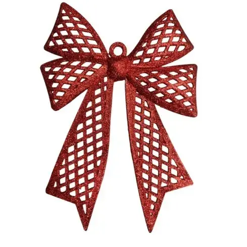 Christmas Decoration Red Glitter hanging bell-7.6 Inch - 1