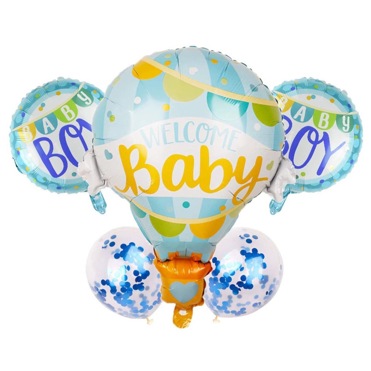 5 Party Set Welcome Baby Boy Foil Balloon Without - 1