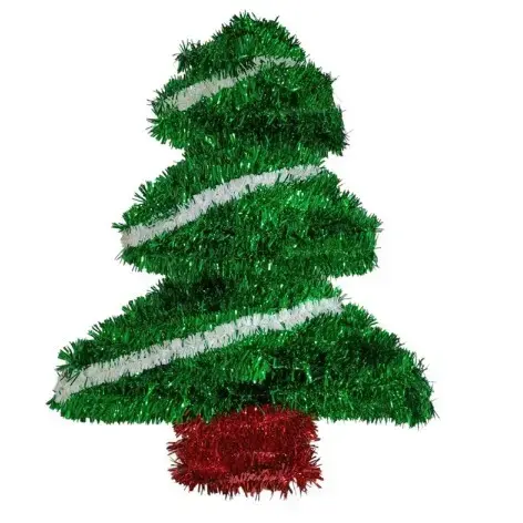 Christmas Green/Red Tree Wall Tinsel Decoration-35.56cm - 1