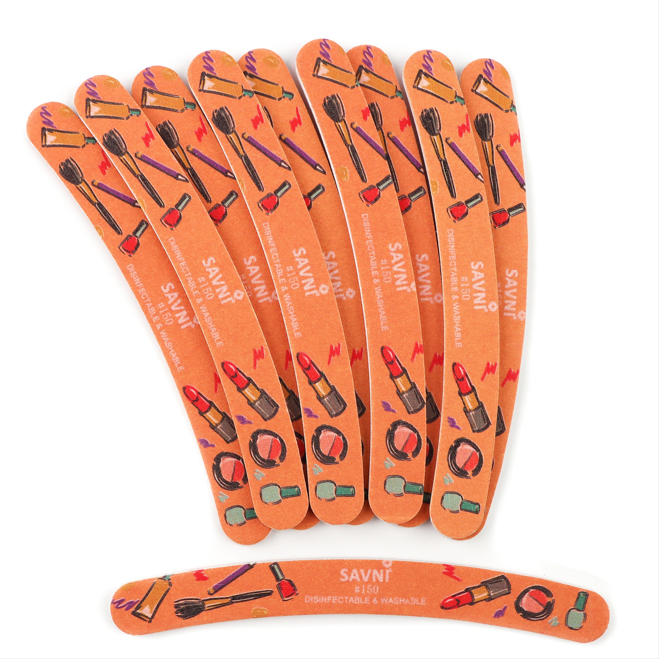 Savni High Quality Designer 100/120/150/180/240 Grit Filers (Pack of 12 pcs) Banana | 150/150 (Orange) (Medium Coarse) - 1