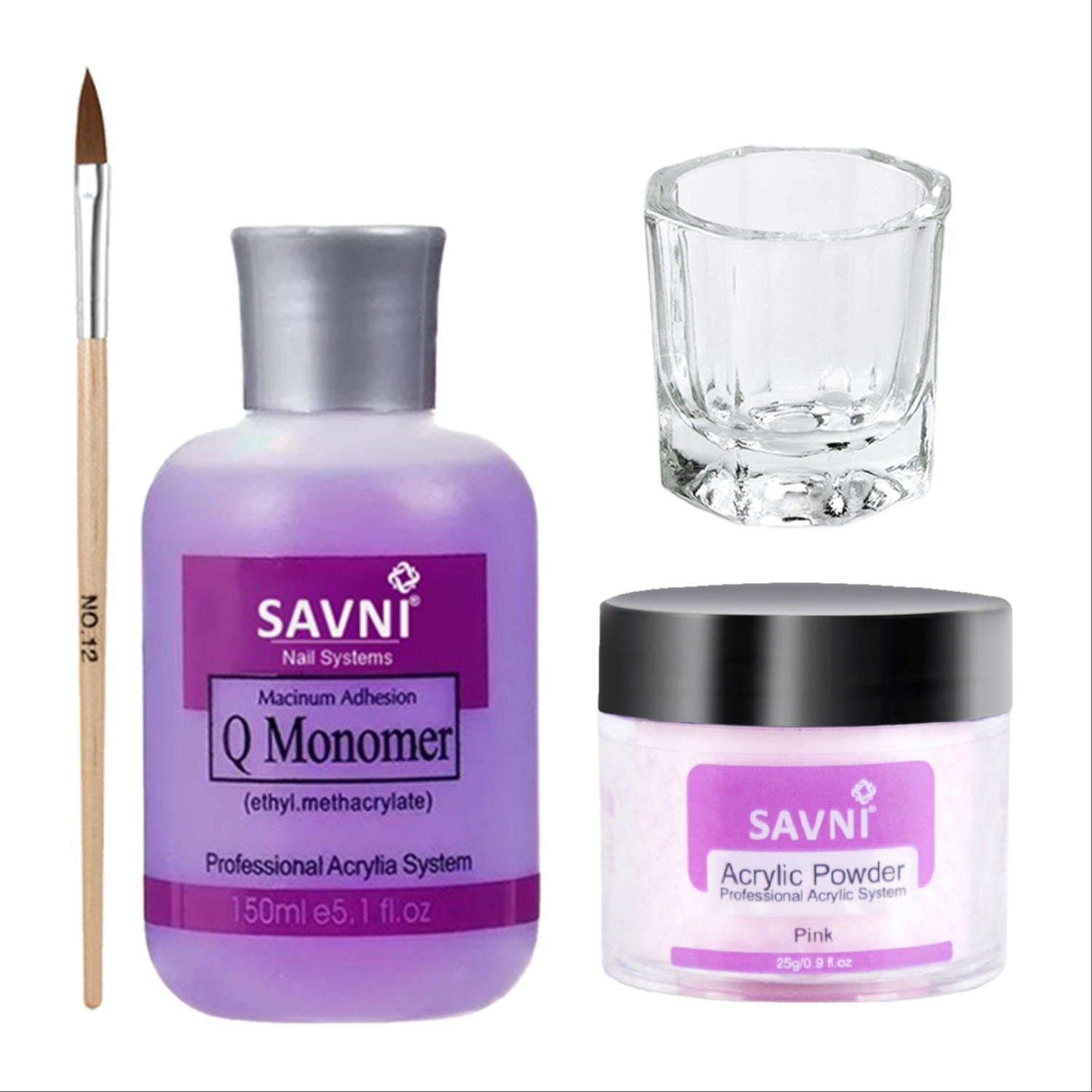 SAVNI Acrylic Powder Nail Art Kit 1 Acrylic Powder Pack of 4 25g | Pink - 1