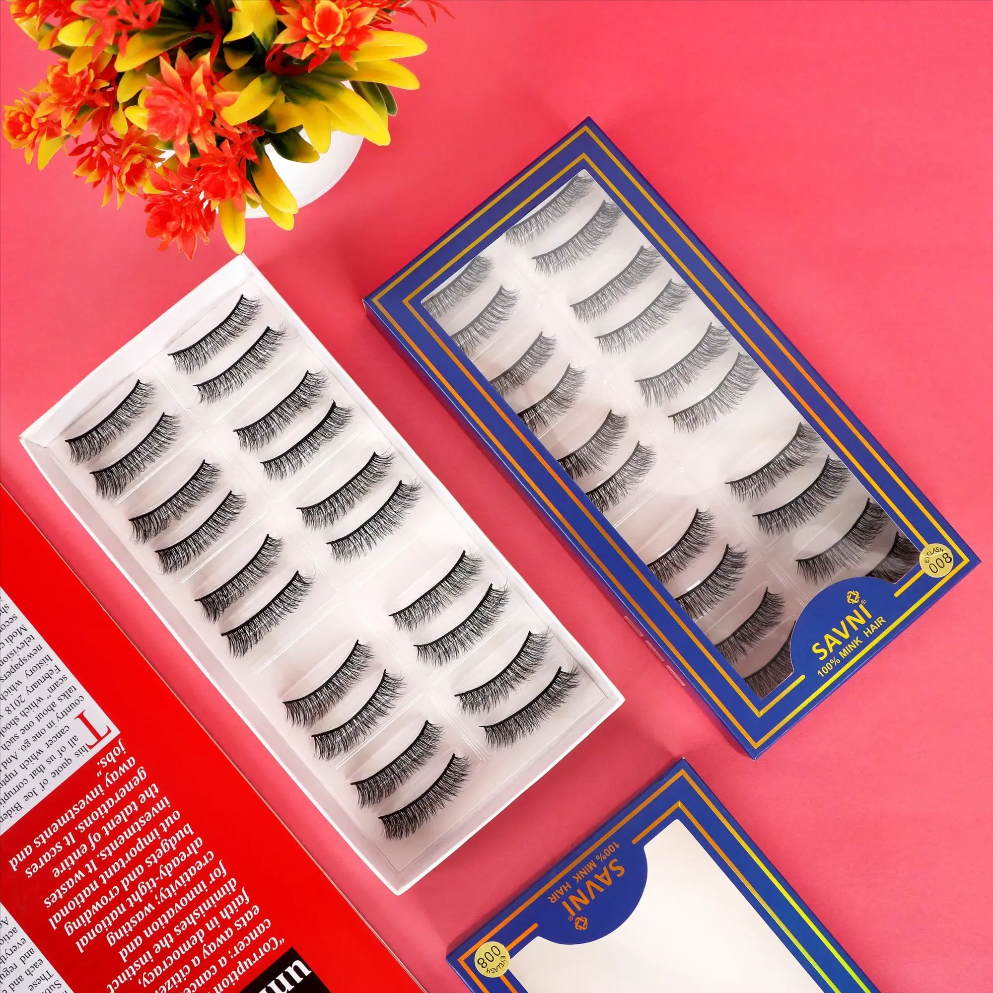 Savni 5D Temporary Original Hair Eyelash Extensions 10 pairs 10 Pairs Single Design (008) - 1