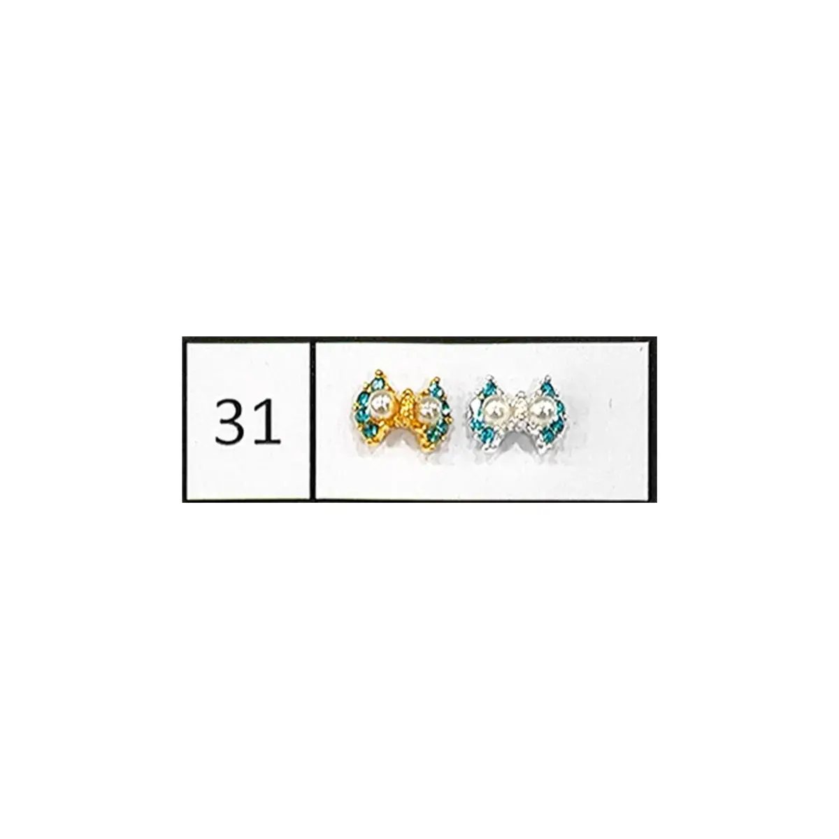 Metallic Nail Bow Bows Accessory Pasting 10 pieces Series #2 31 | Gold - 1