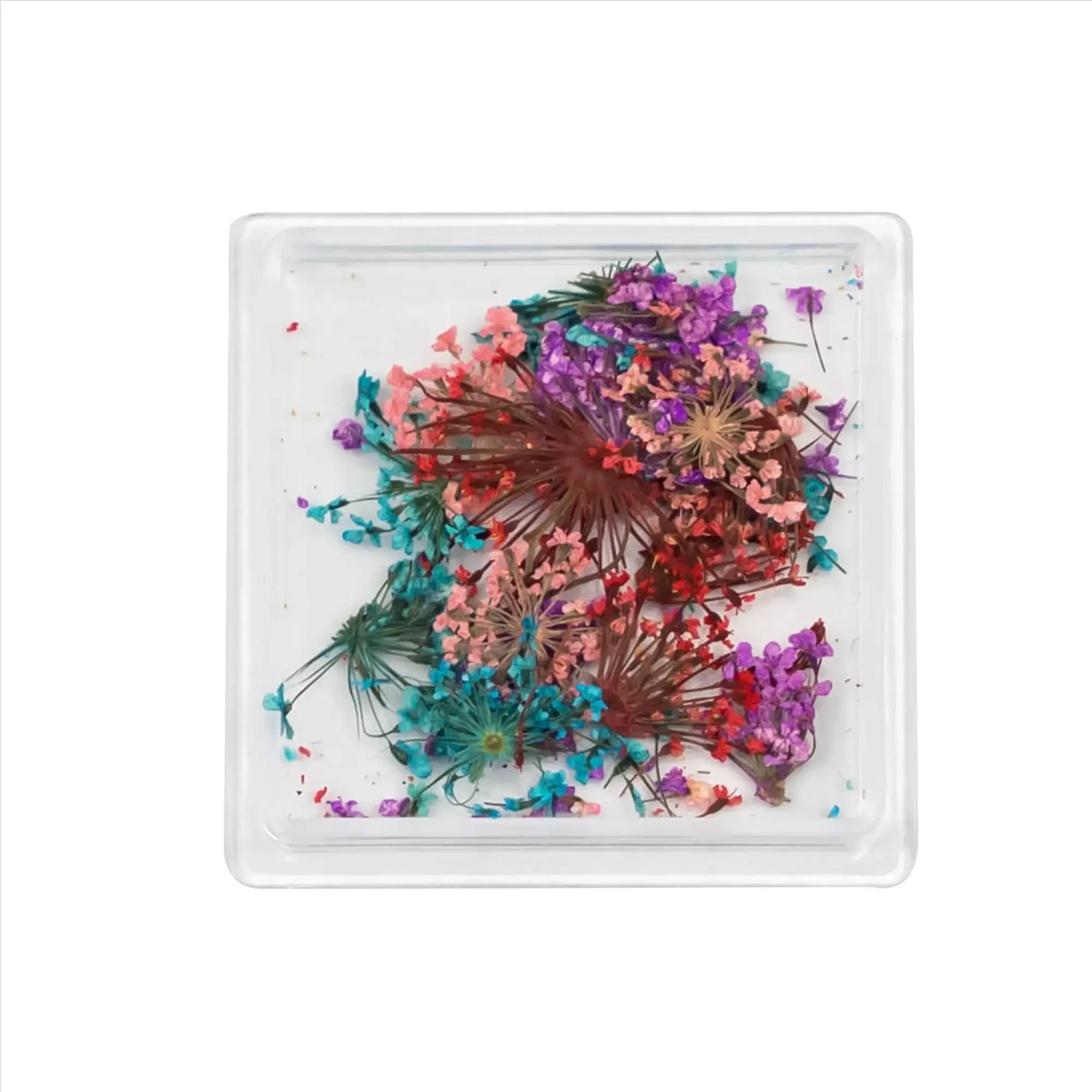 Small Dry Flower Bunch Pasting #54 (Blue, Red, Peach & Purple) - 1
