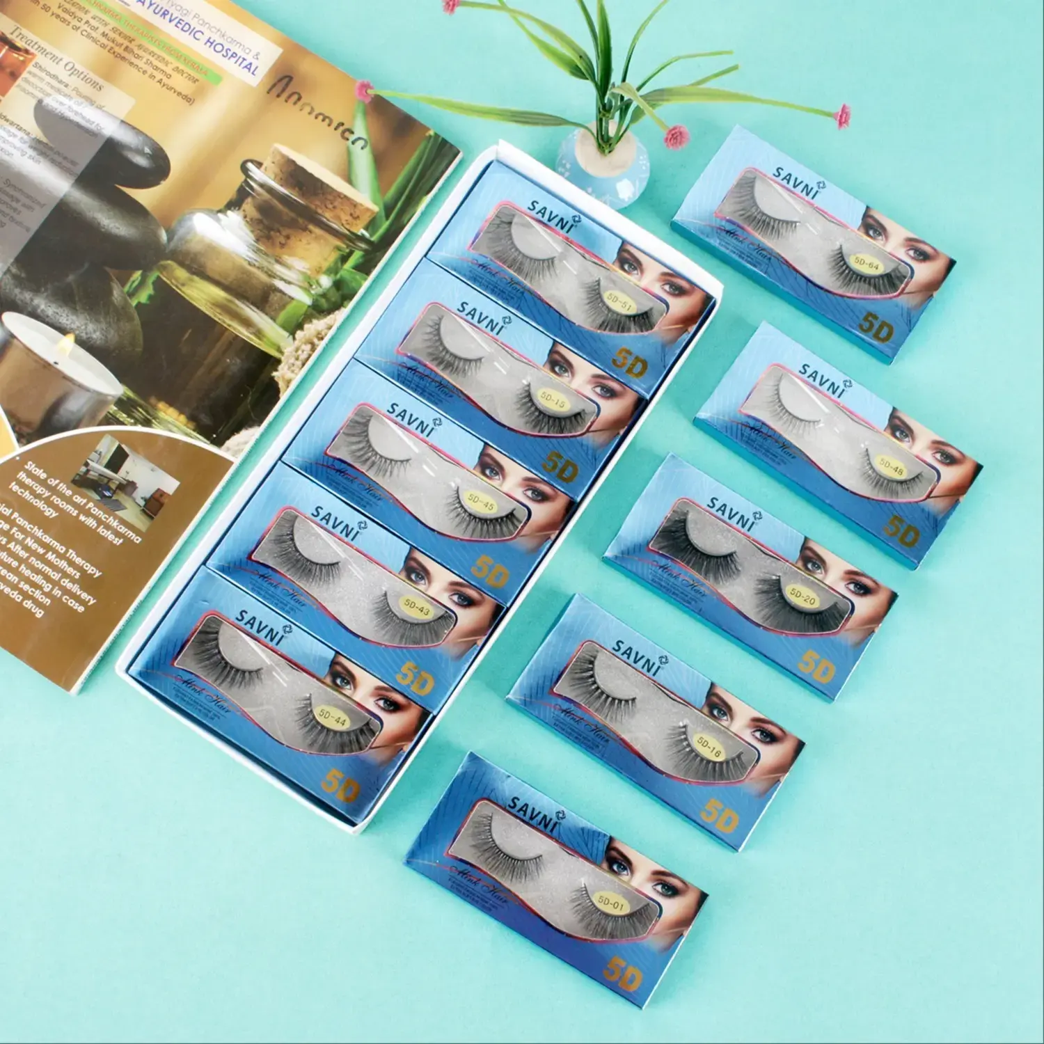 Savni 5D Professional Temporary Mink Hair Eyelash Extension 10 pairs (Blue Box) Mix Design 10 pairs (#1) - 1