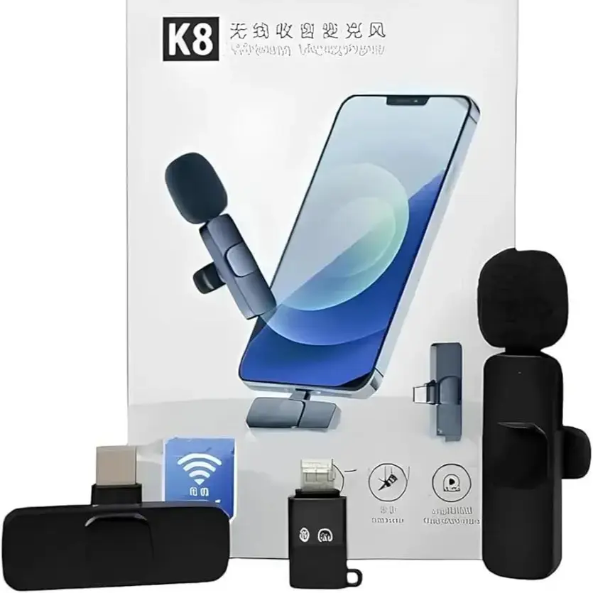 K8 Wireless Collar Mic for Type-C Android Cell Phone & Tablets Noise Reduction Lapel Mike Shoots Youtubers Video Record For iPhone - 1
