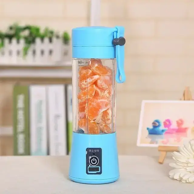 6 Blade Portable USB Juicer Bottle Electric USB Juice Maker Mixer Bottle Blender Sky Blue - 1