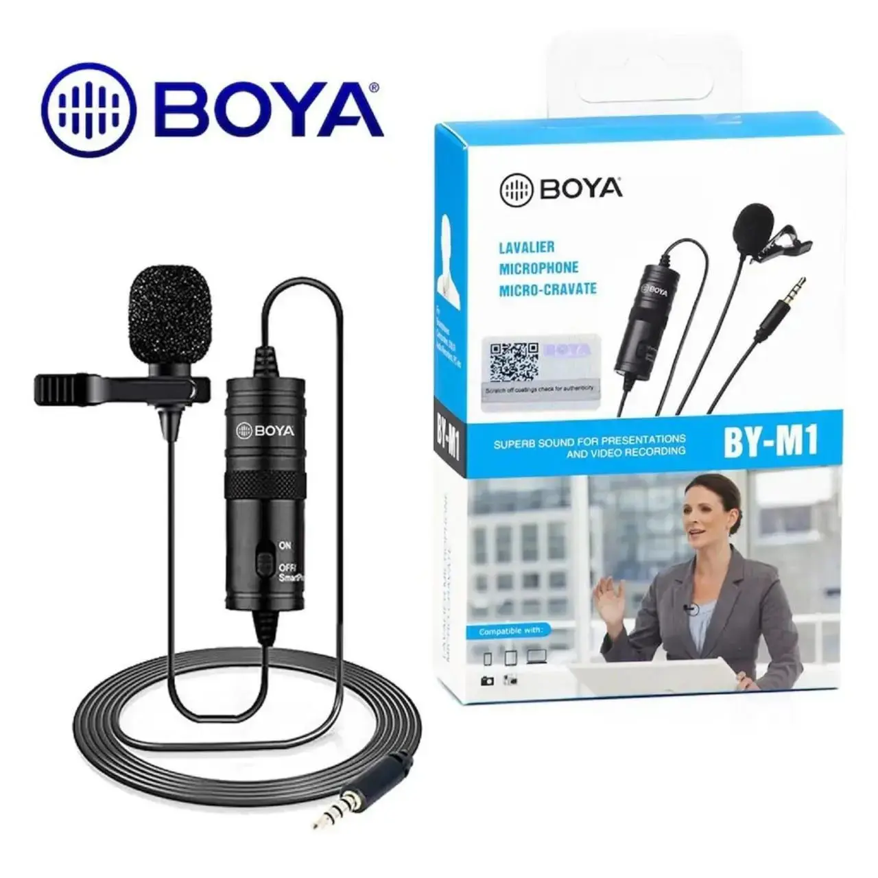 BOYA BY-M1 with Mount3 Omnidirectional Lavalier Condenser Microphone - 1