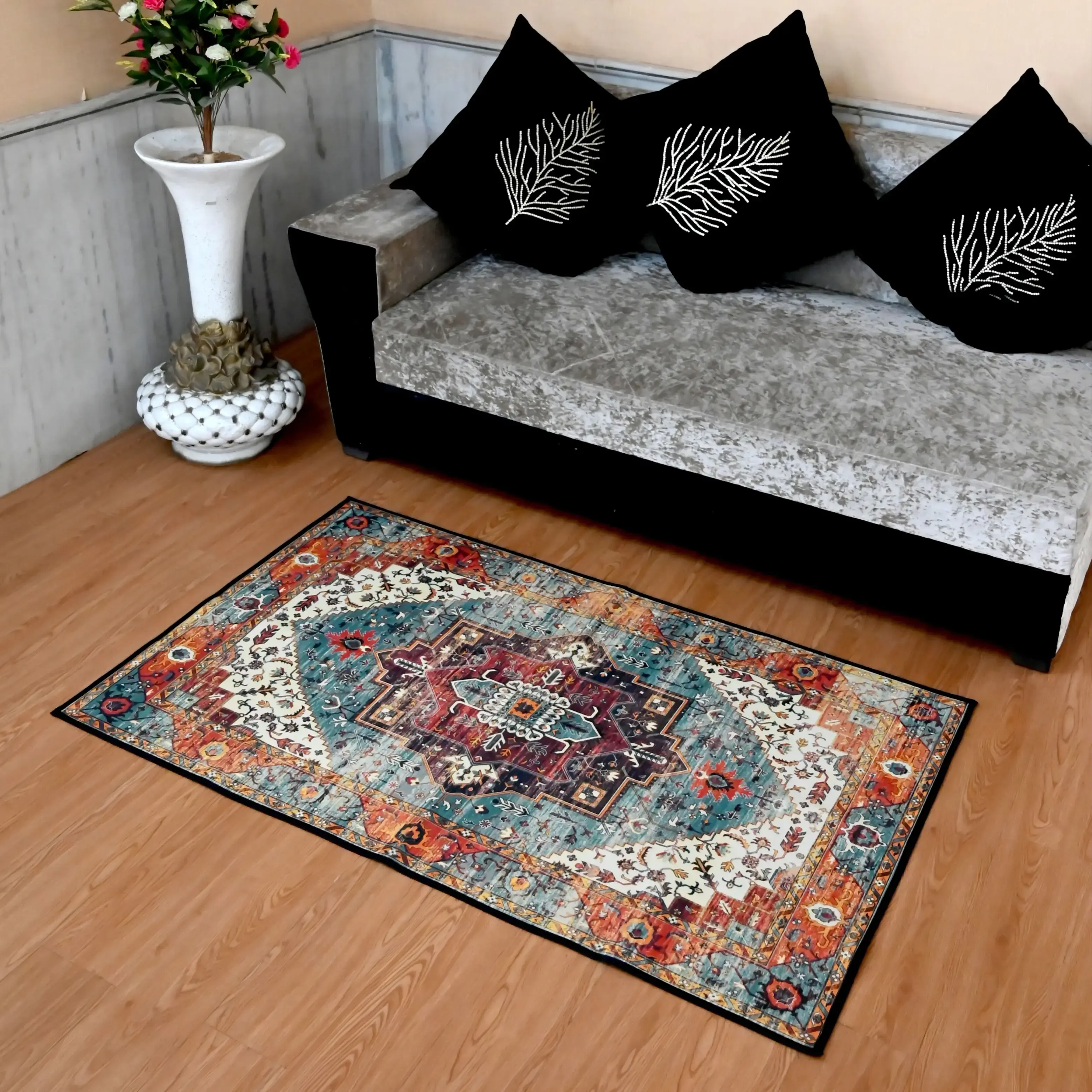 Buy Persian Rubber Back Wool Carpet | 3 x 5 Ft IHF-658 online at