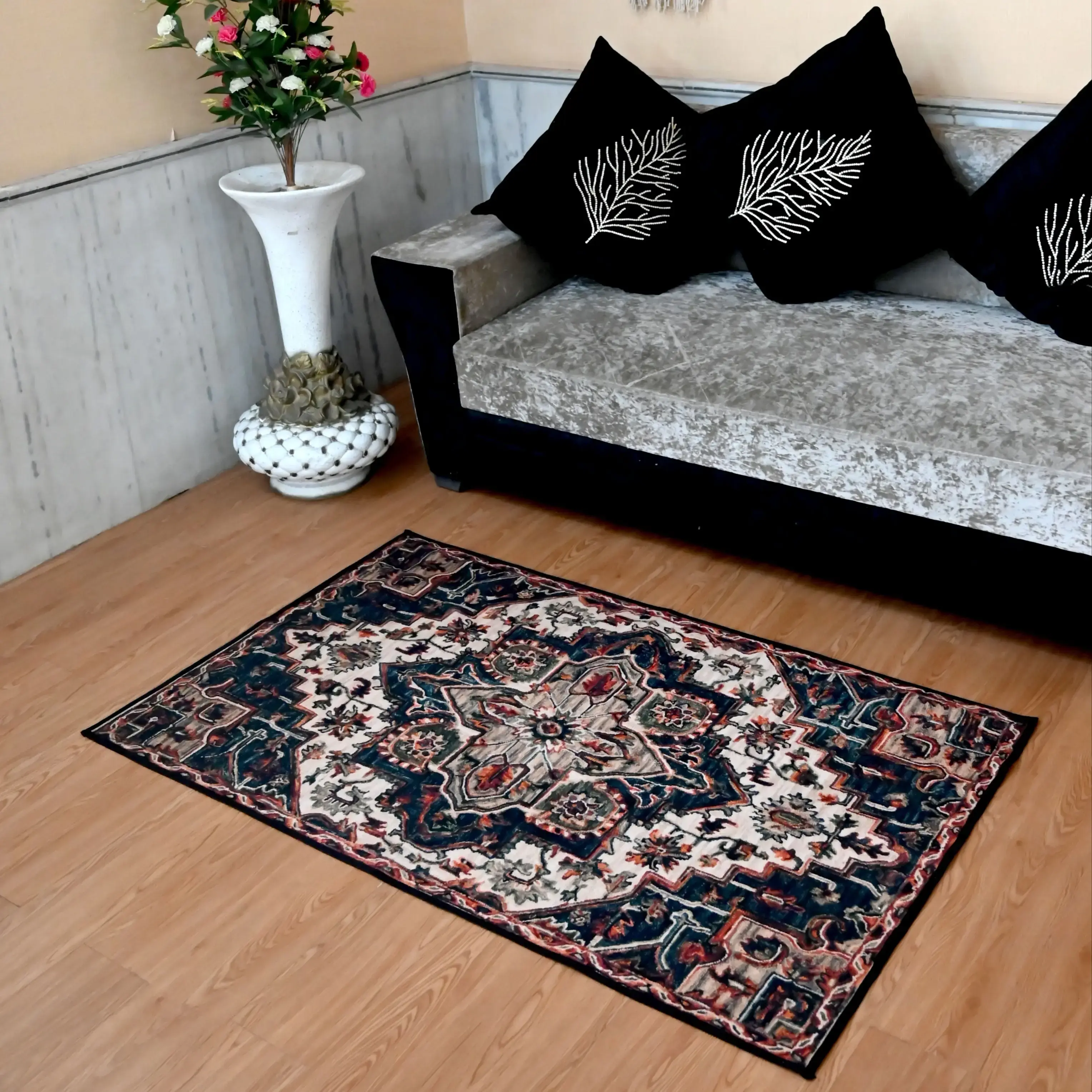 Buy Persian Rubber Back Wool Carpet | 3 x 5 Ft IHF-658 online at