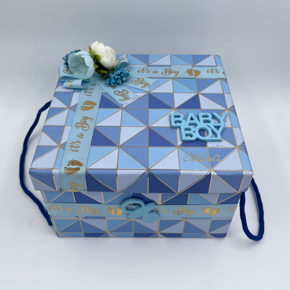 BABY BOY RIBBON Rasgulla Box (Pack of 100) - 1