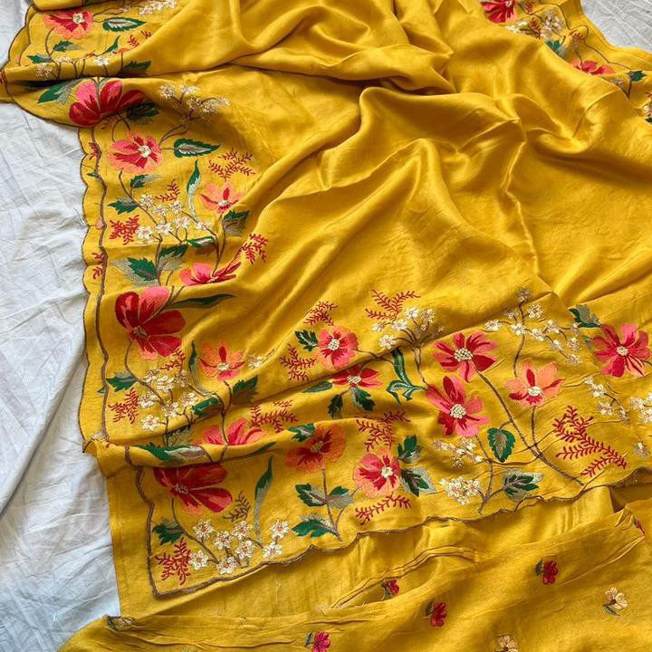 Buy Exclusive Zari Embroidery Pure Moonga Silk Saree online at