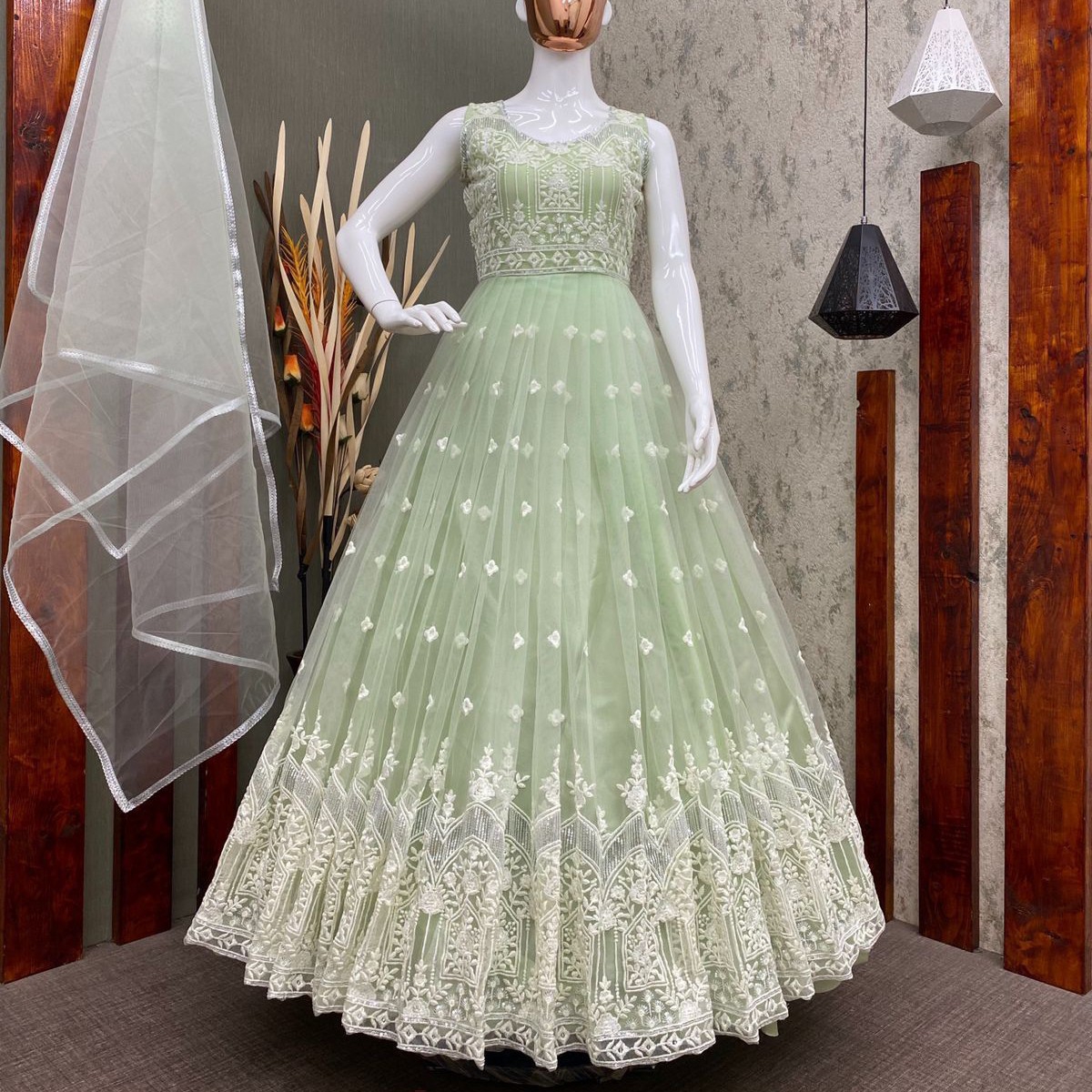 pastel green colour dress Buy Majoka