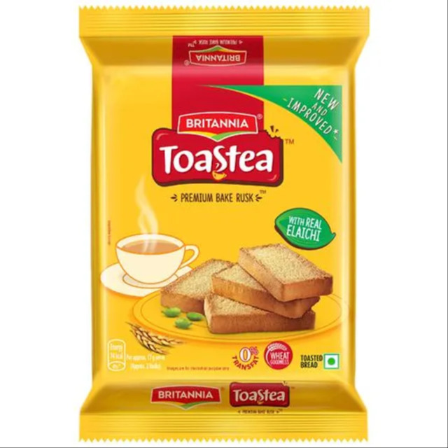 Britannia Toastea Premium Bake Rusk - With Real Elaichi, Crunchy, Zero Trans Fat, 150 g