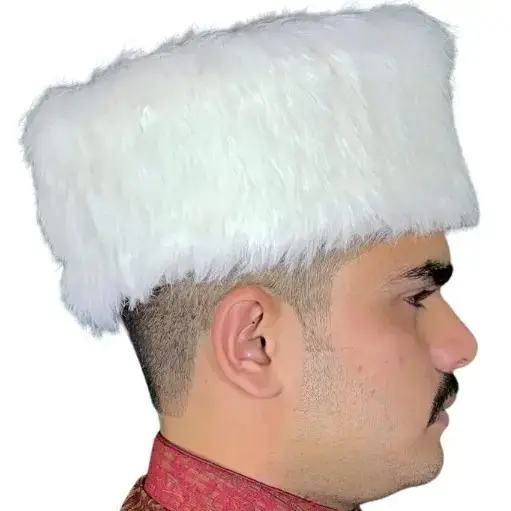 Maharashtrain White Fur Topi for Engagement Haldi Functions in Wedding  for Groom Free Size