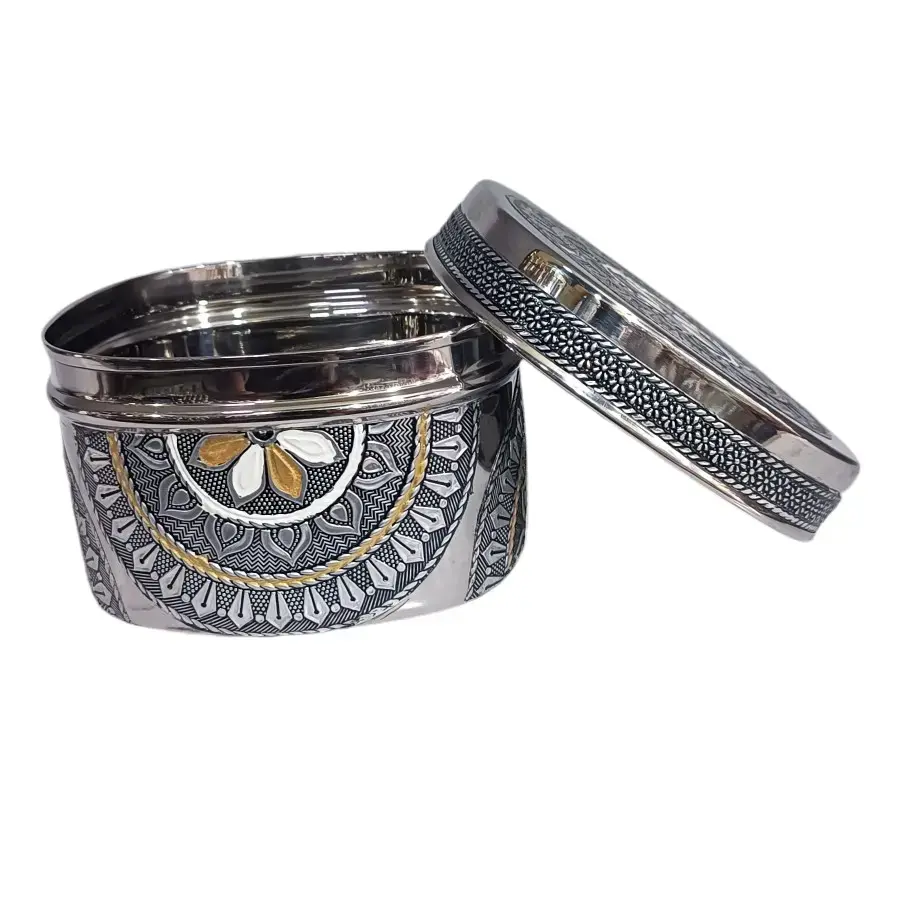 Stainless Steel Antique Square Dabba Small - 1