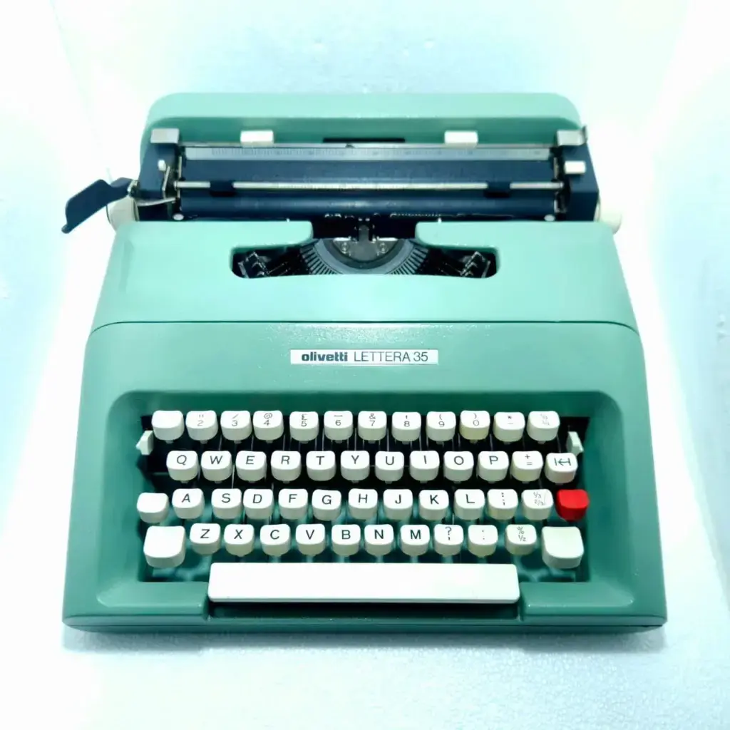 中古品 olivetti lettera42 タイプライター ブルー グリーン 中古品