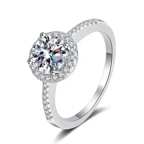 Carat Moissanite Solitaire Ring for Women GRA Certified Lab-Grown  Diamond Look 925 Silver Plated