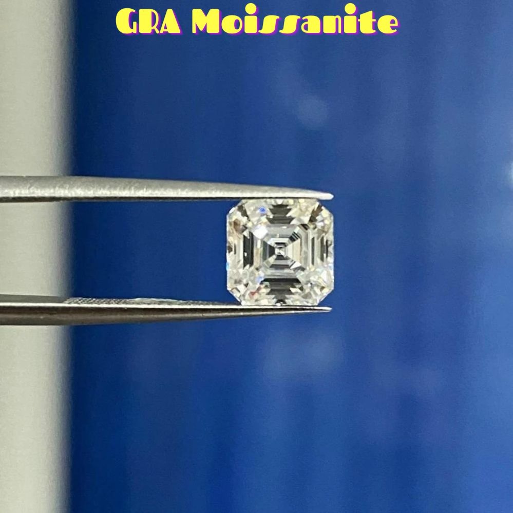 Moissanite Diamond GRA Certificate Asscher Shape MM Carat D Color  VVS1 Clarity Excellent Cut