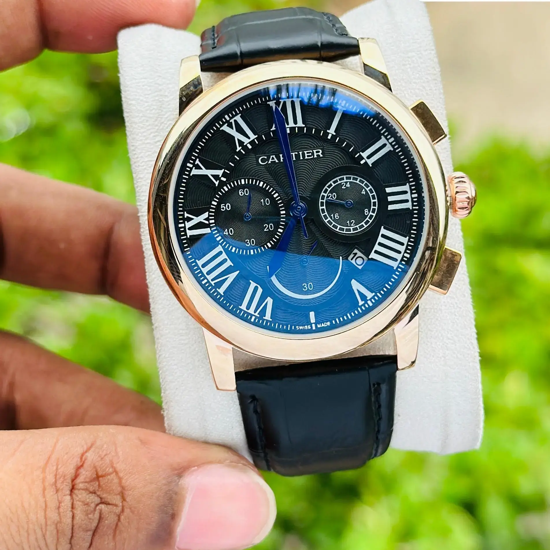 Cartier Yatch Master Leather Sporty Trending Watch For Boy's And Men's - Black