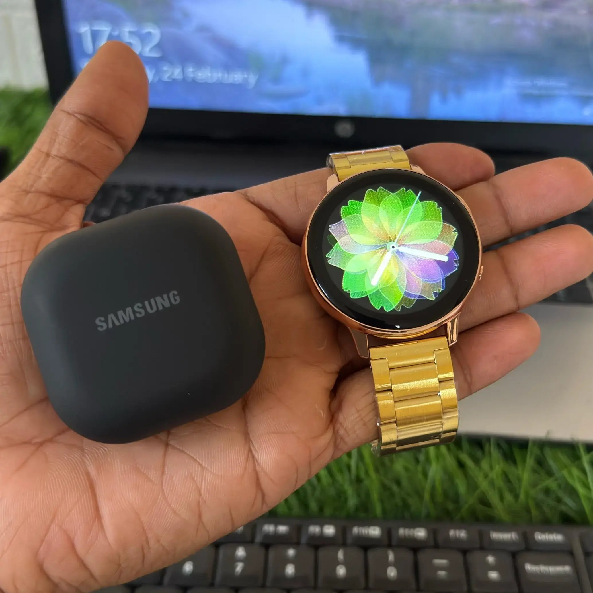 Samsung Active smart watch and Airpods combo series - Black