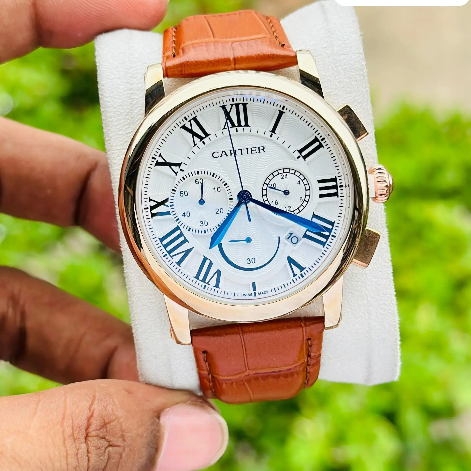 Cartier Yatch Master Leather Sporty Trending Watch For Boy's And Men's - Black