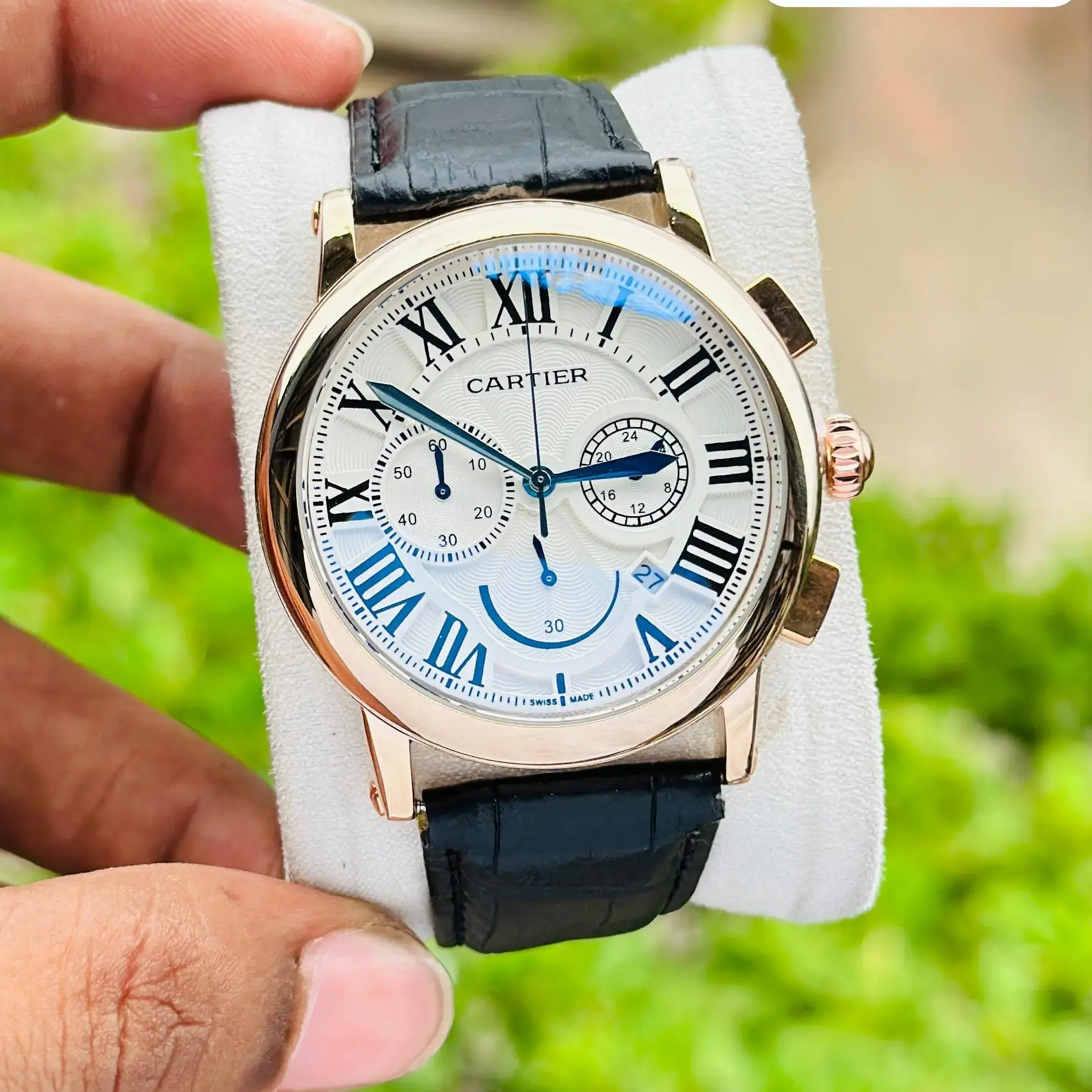 Cartier Yatch Master Leather Sporty Trending Watch For Boy's And Men's - Black