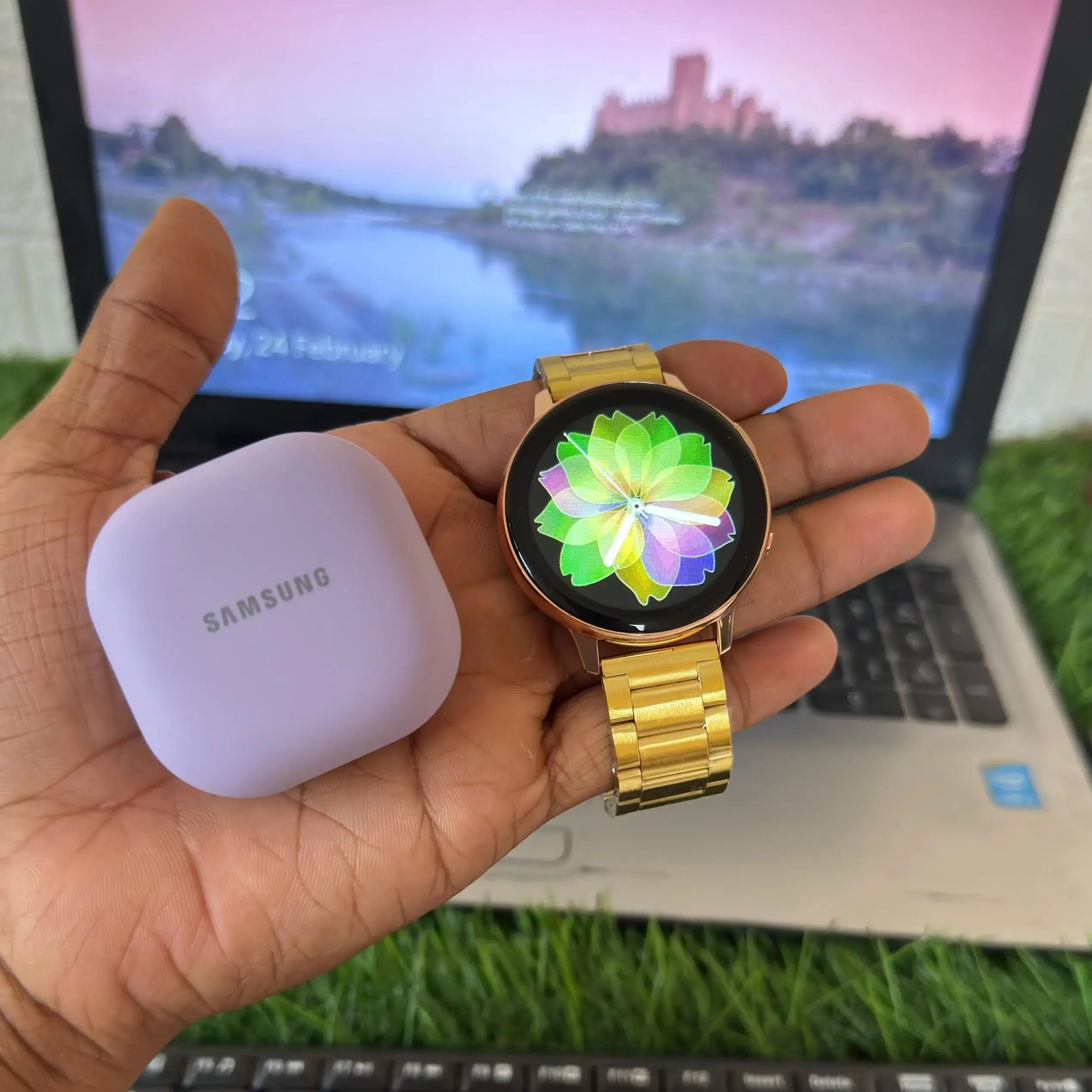 Samsung Active smart watch and Airpods combo series - Black