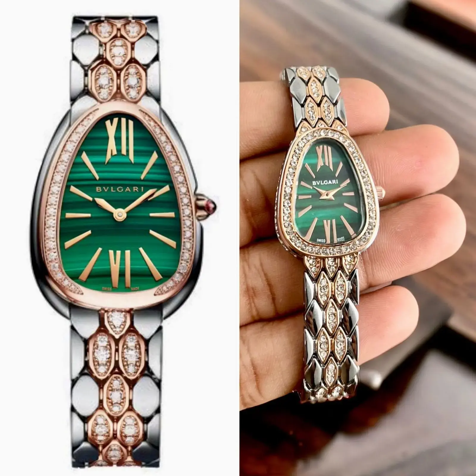 Bvlgri Bvlgari Green dial Party Wear Watch For Her - Green