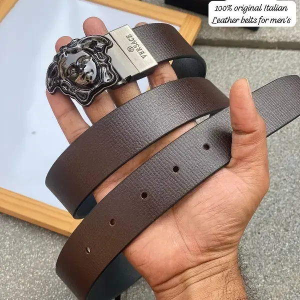 Versace Leather Reversible belt with box for men - Black