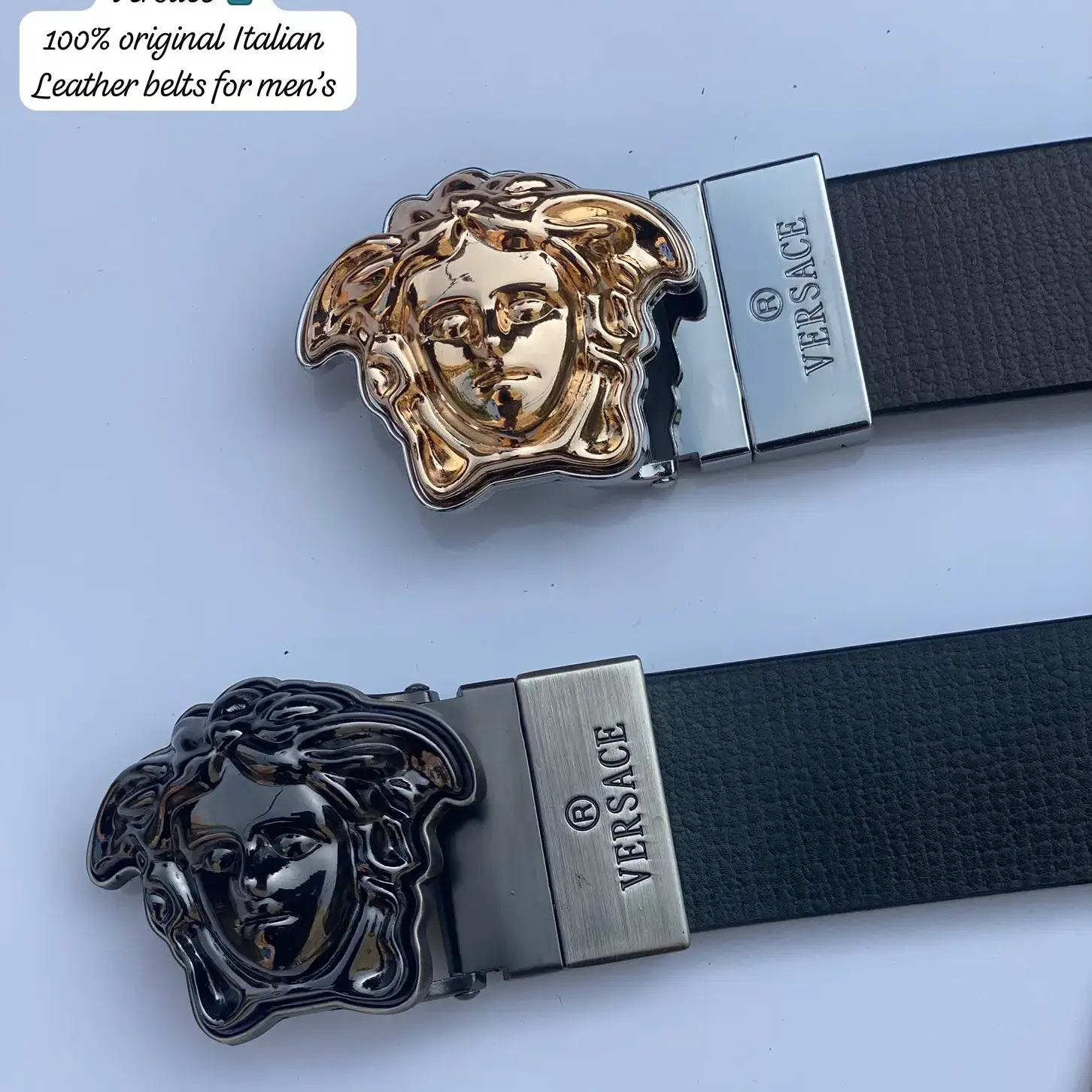 Versace Leather Reversible belt with box for men - Black