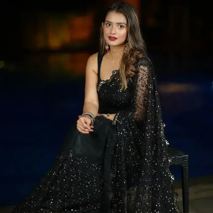 Black Party Wear Embroidery Work Saree