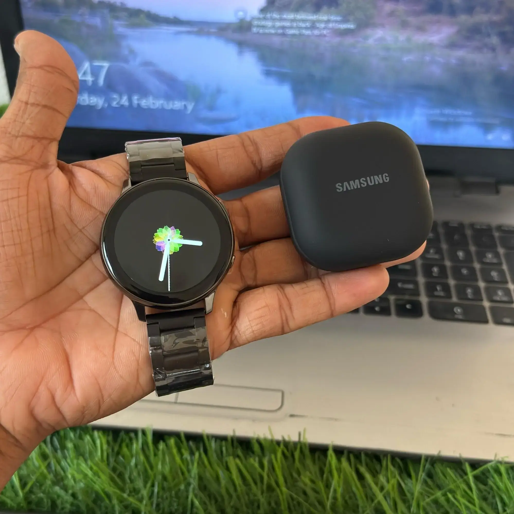 Samsung Active smart watch and Airpods combo series - Black