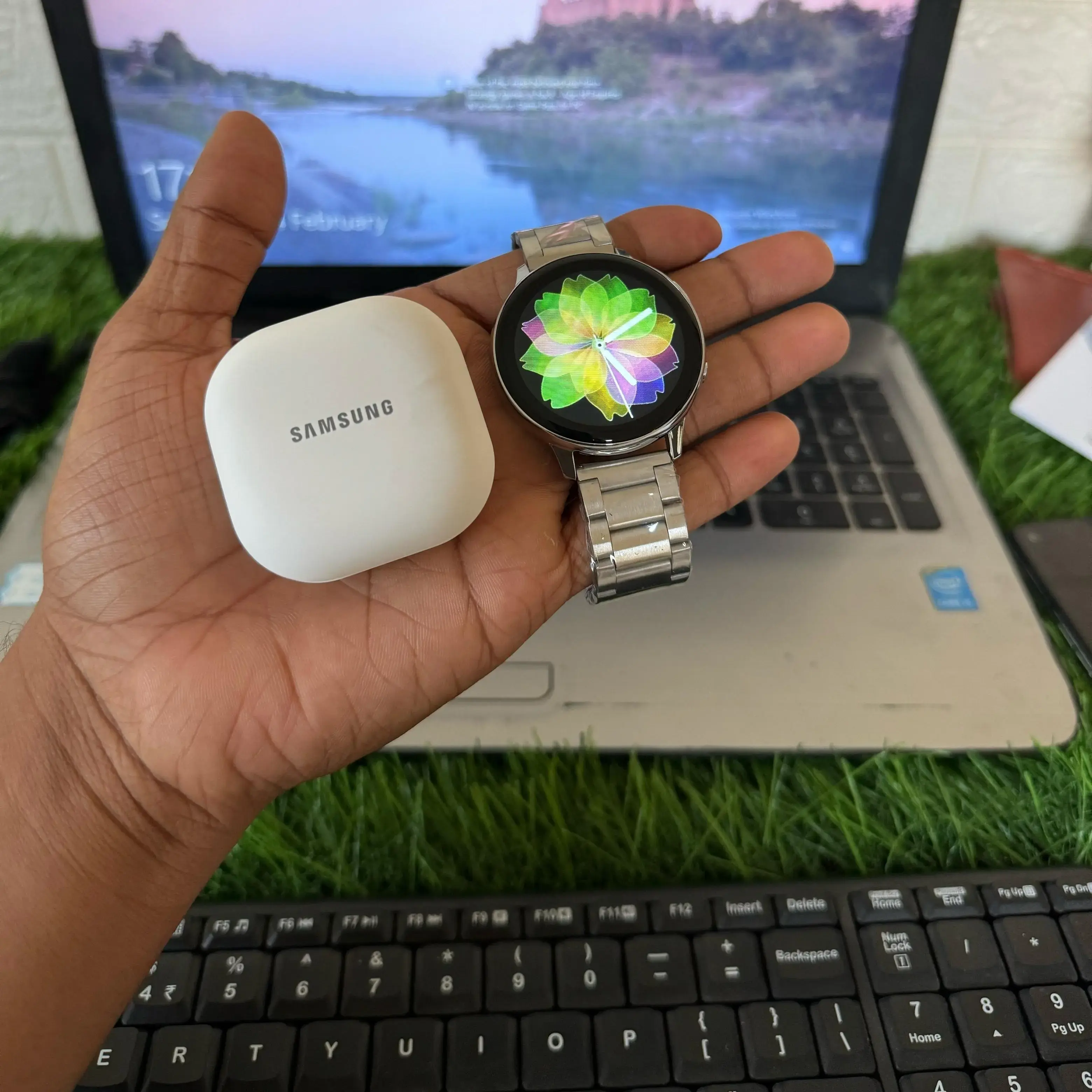 Samsung Active smart watch and Airpods combo series - Black
