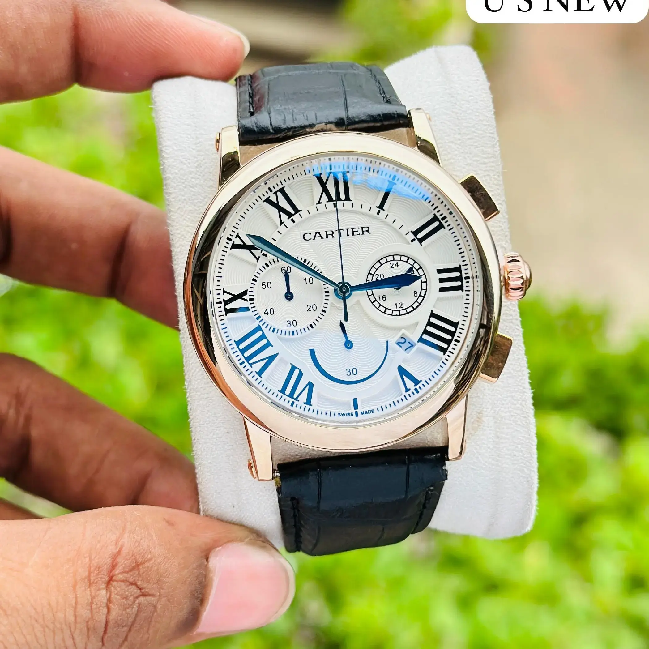 Cartier Yatch Master Leather Sporty Trending Watch For Boy's And Men's - Black