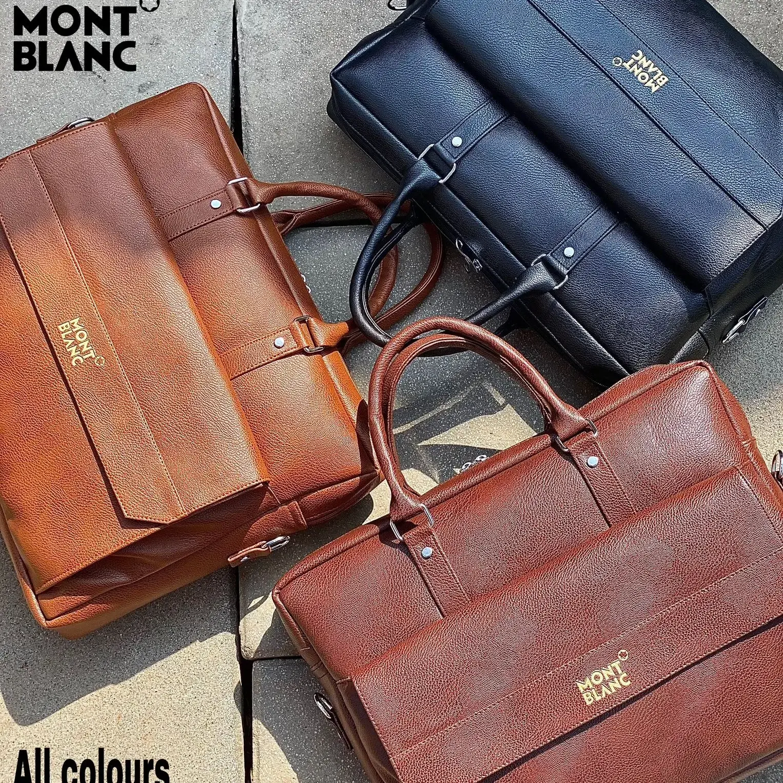 montblanc laptop bag / office bag imported crocodile material 5 compartments inside branding inside heavy quality linen - brown