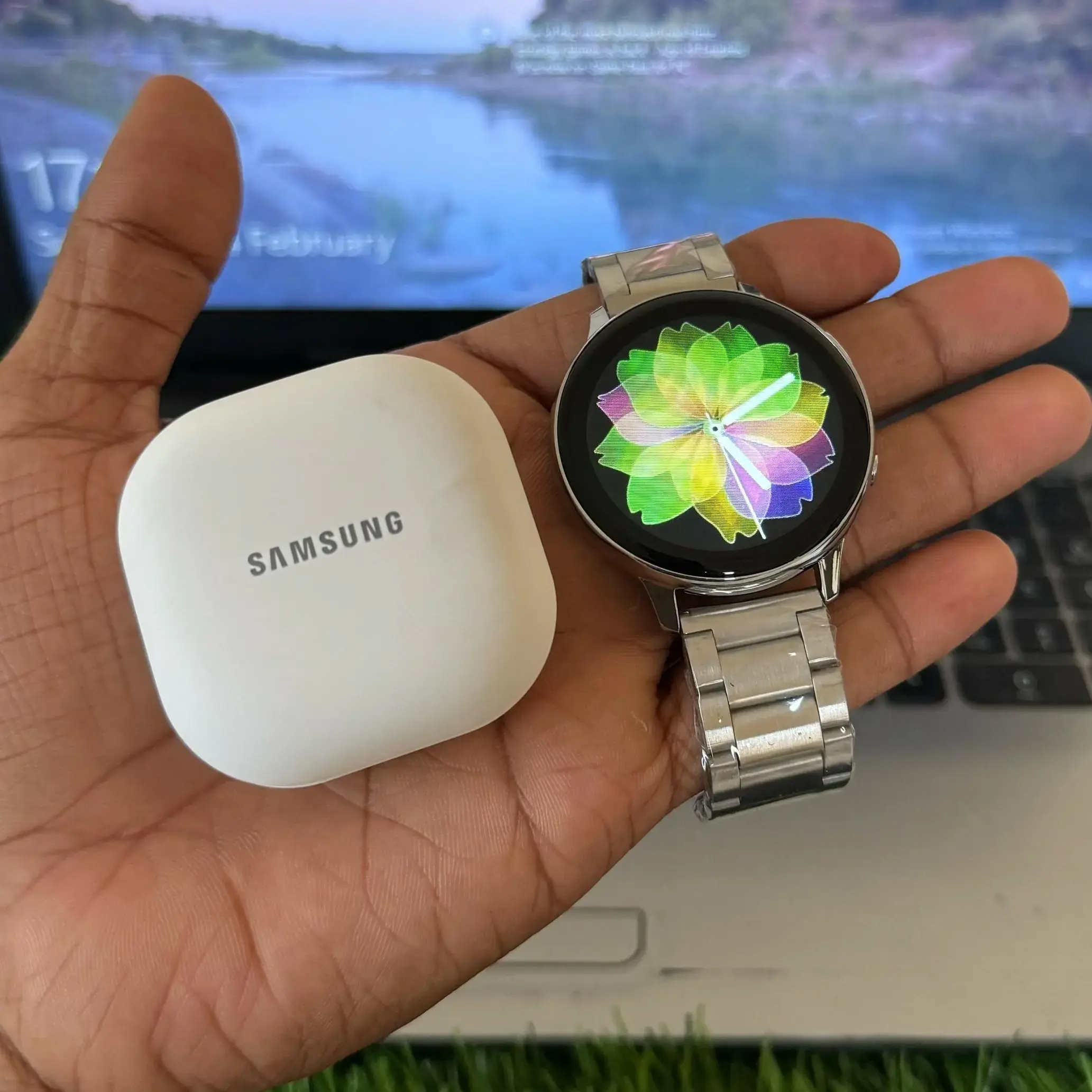 Samsung Active smart watch and Airpods combo series - Black