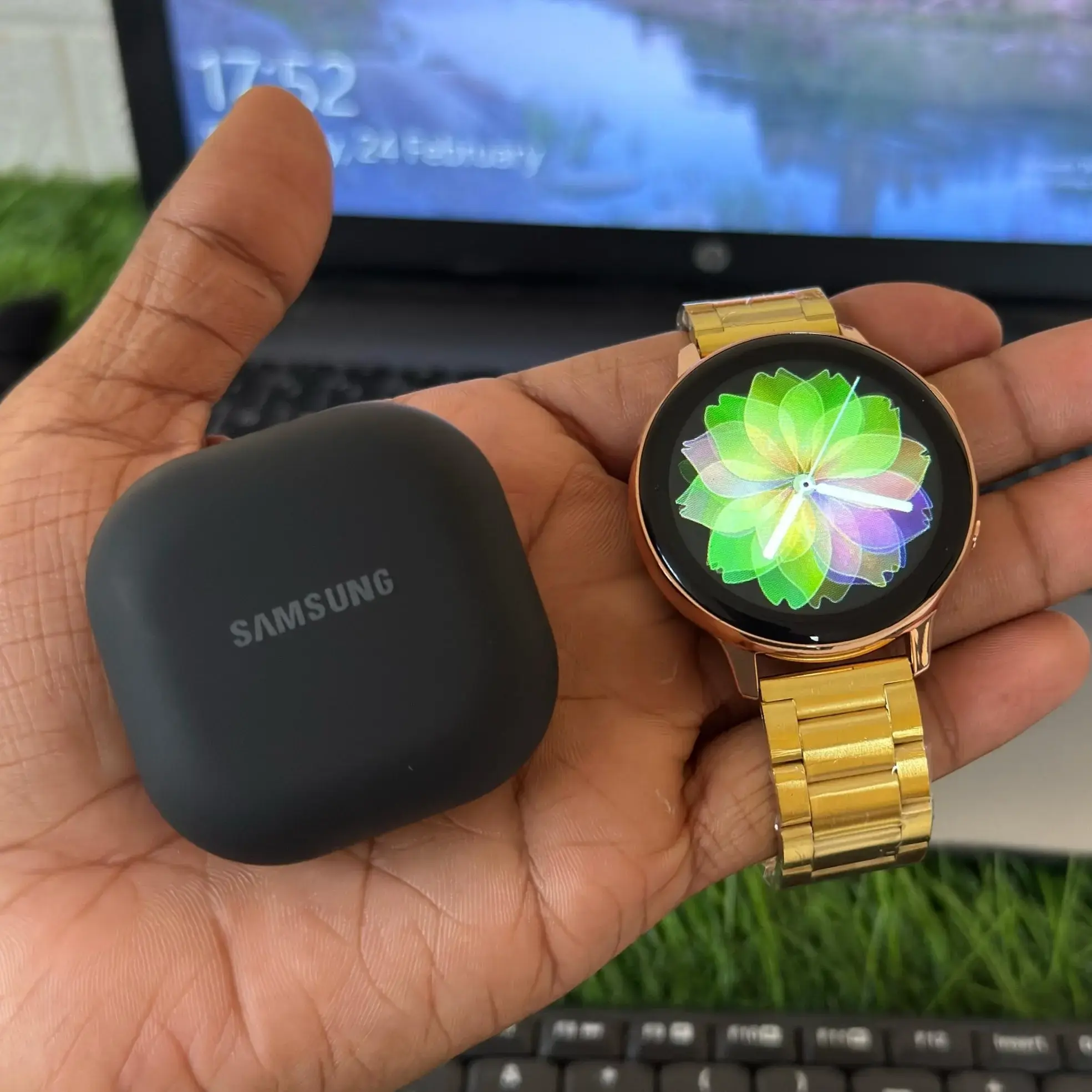 Samsung Active smart watch and Airpods combo series - Black