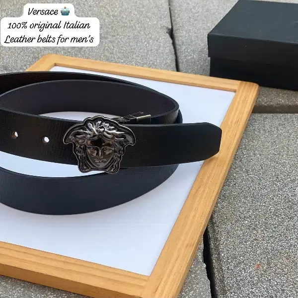 Versace Leather Reversible belt with box for men - Black