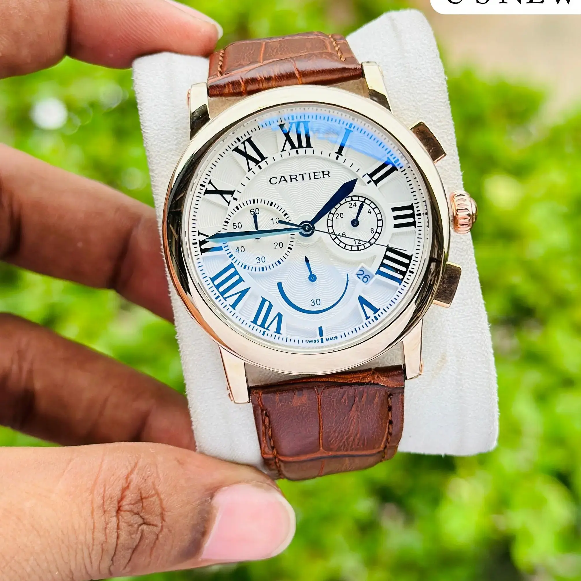 Cartier Yatch Master Leather Sporty Trending Watch For Boy's And Men's - Black