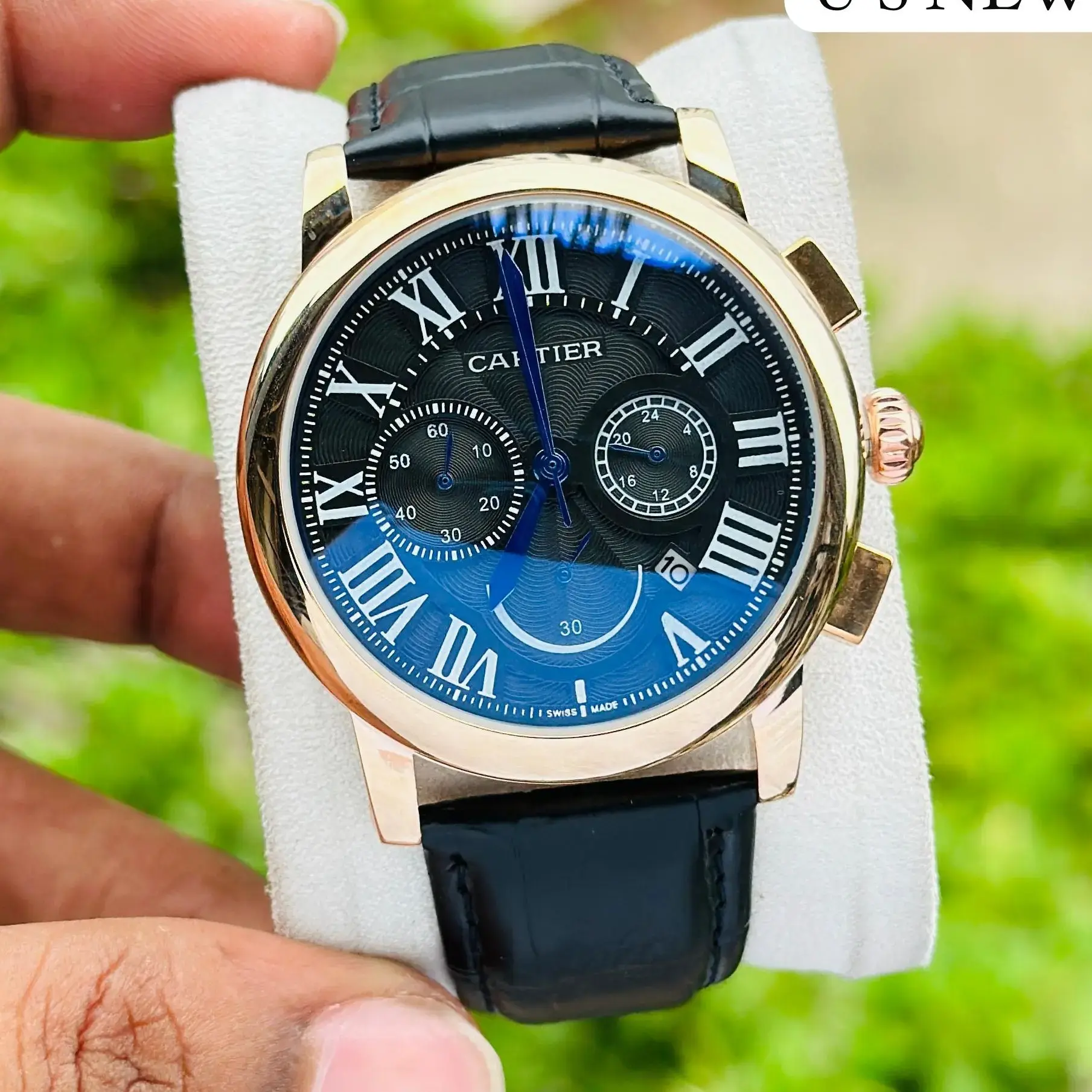 Cartier Yatch Master Leather Sporty Trending Watch For Boy's And Men's - Black