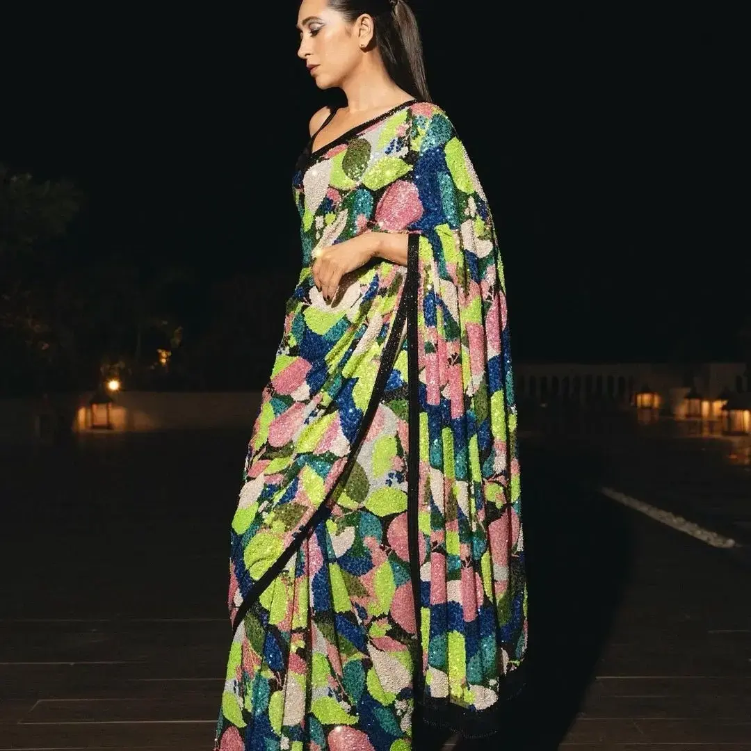 Party Wear Sequined Multicolor Saree – Elegant Design