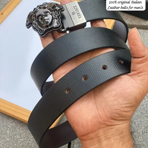 Versace Leather Reversible belt with box for men - Black