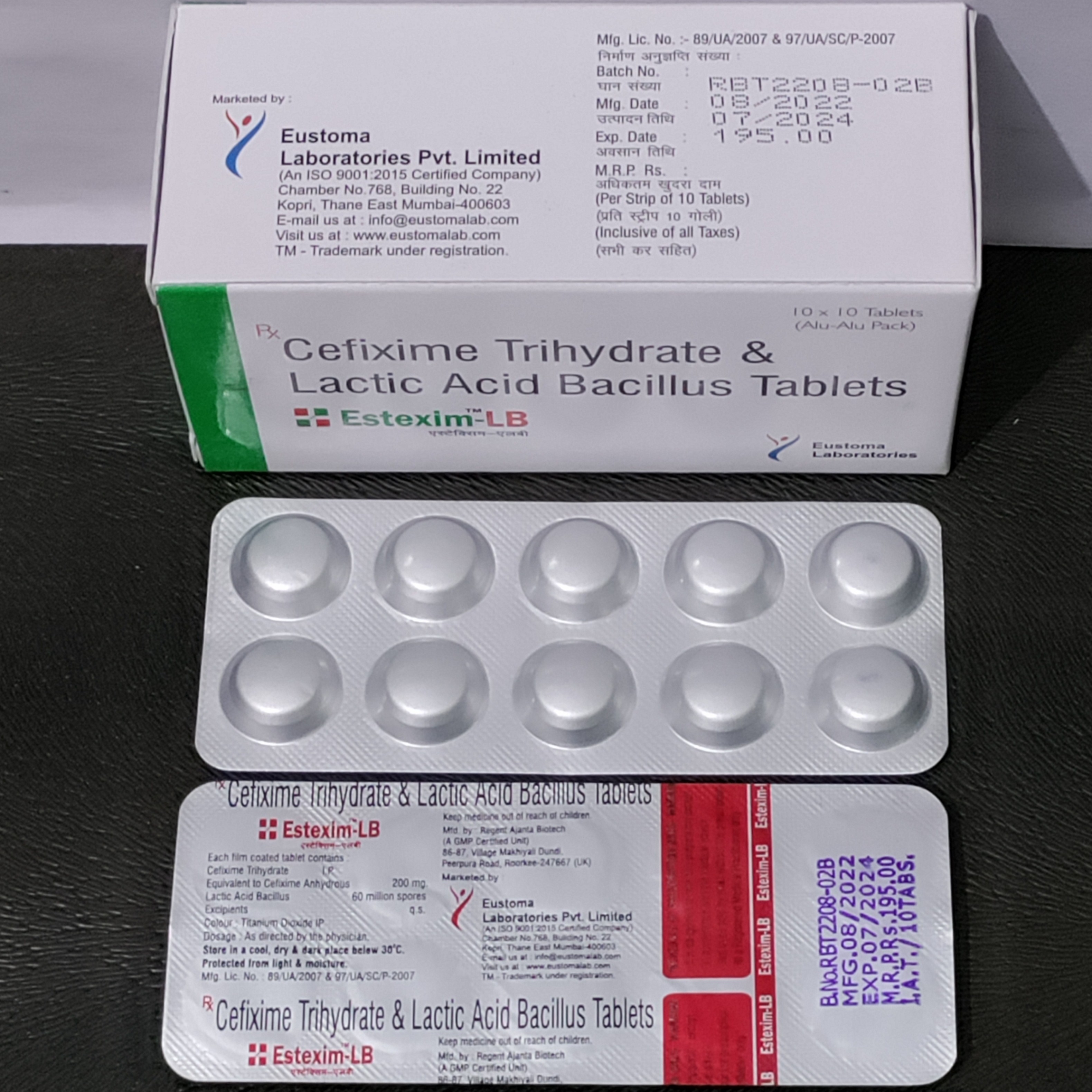 Estexim-LB Tablet (Cefixime 200MG With Lactic Acid  Tablet) - 1
