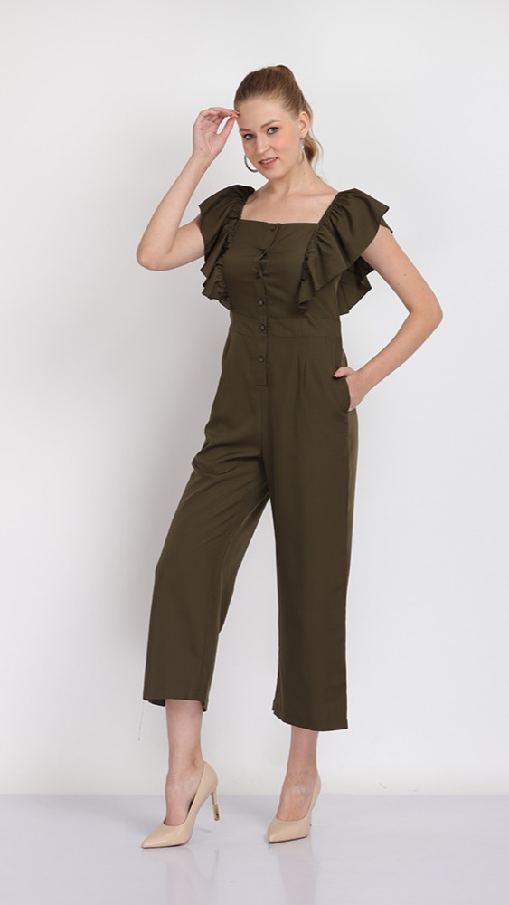 Buy Clothing India Solid Women Jumpsuit (Juniper) online at best