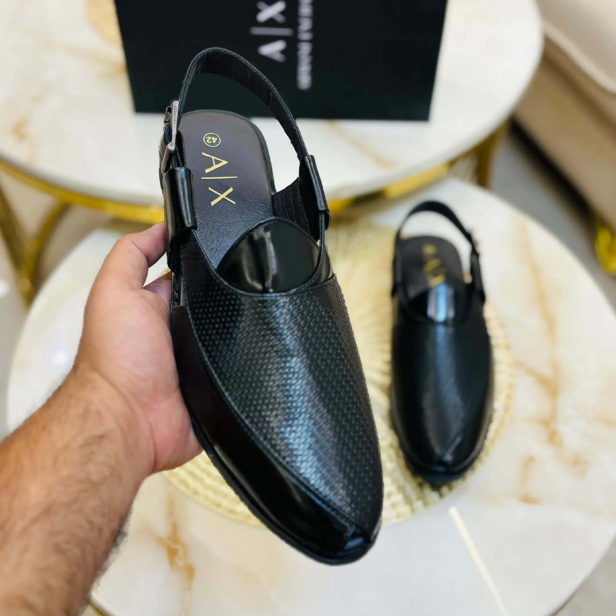 Buy Armani Exchange Leather Mojdi Men (Brown, Black) online at